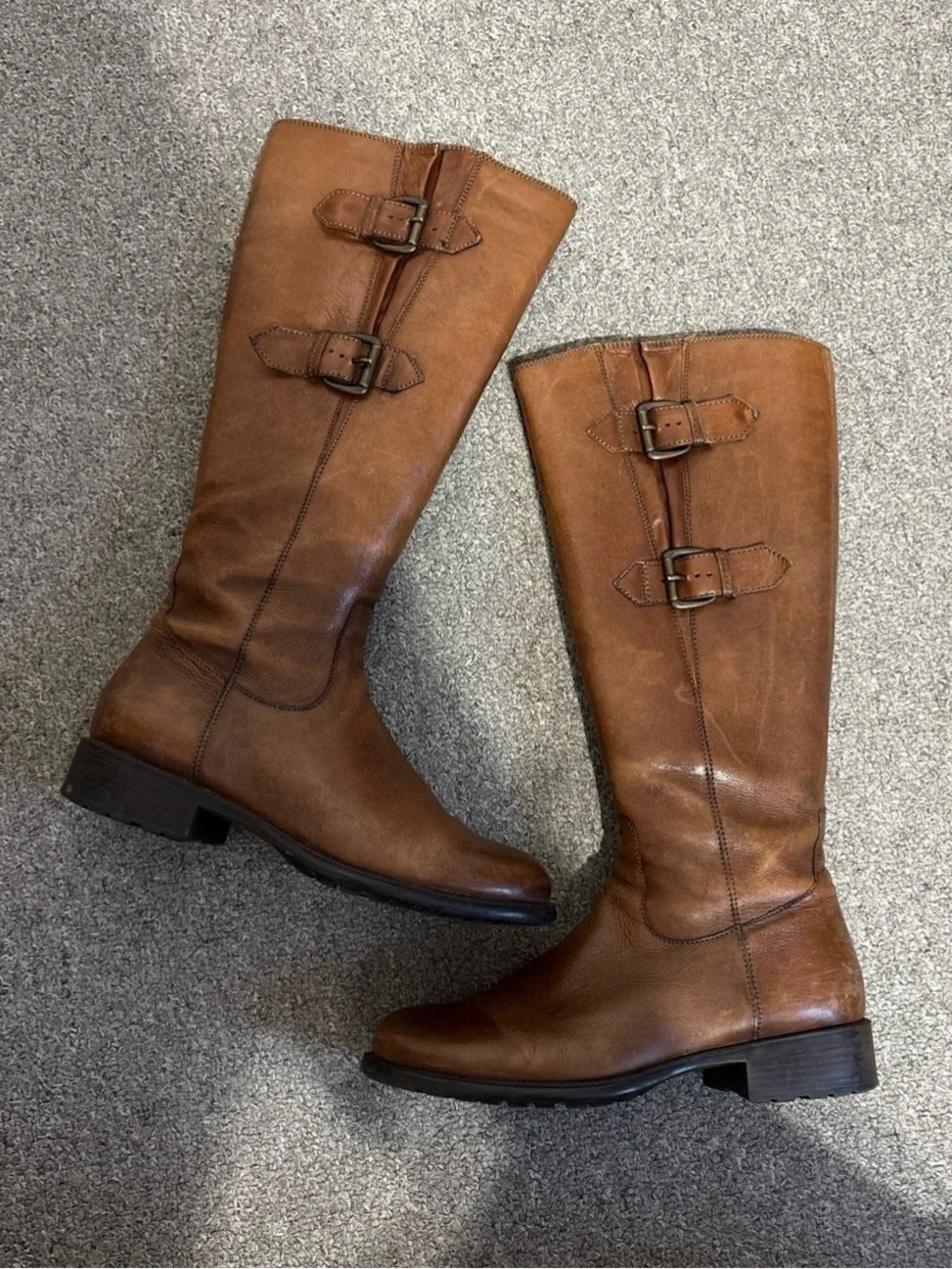 Clarks Mullin Spice Tan Leather Riding Boots